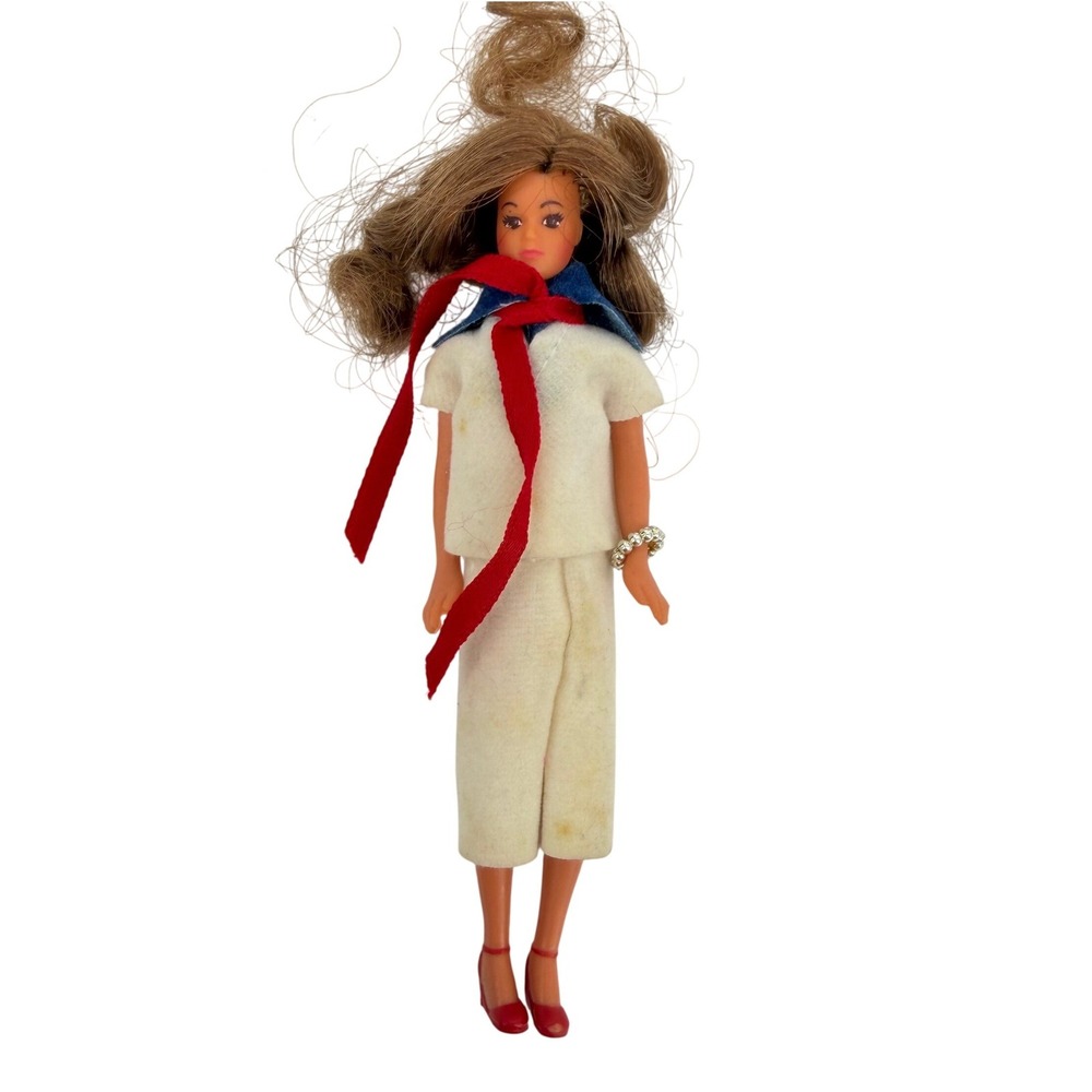 Vintage 1981 CPG Glamour Girls Fashion Doll‎ 4" Sailor Outfit Cream Blue Red Hat